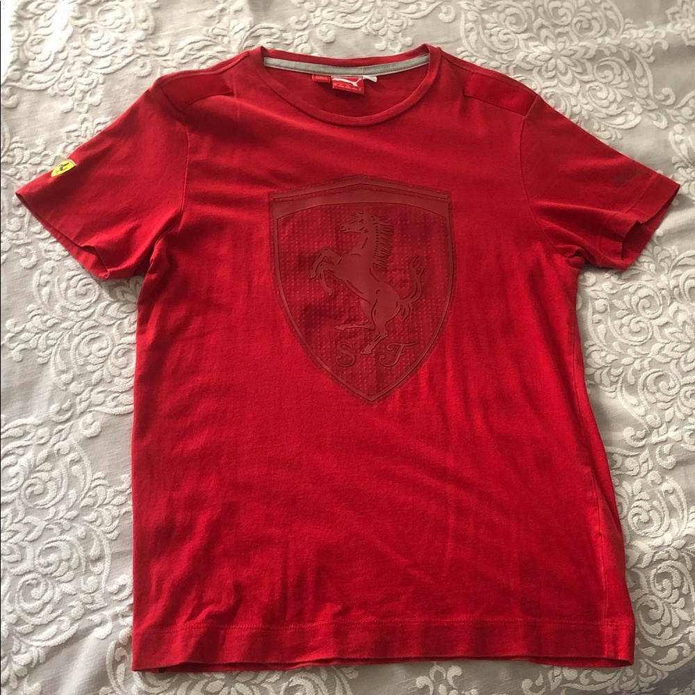 Puma Ferrari Red Logo Shield Short Sleeve Tee